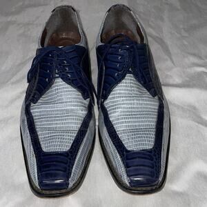 Stacy Adams Genoa 24937-460 Ostrich & Lizard Print Leather Wingtips - Men's 12‎